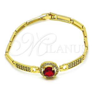 Gold Filled Bracelet — Fancy Bracelet with Garnet Cubic Zirconia and White — main product view — SKU 154819 | Oro Laminado brazalete — elegante Bracelet with Garnet Cubic Zirconia and blanco — SKU 154819