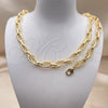 Oro Laminado Necklace and Bracelet, Gold Filled Style Twist Design, Polished, Golden Finish, 06.415.0003