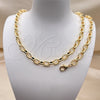 Oro Laminado Necklace and Bracelet, Gold Filled Style Twist Design, Polished, Golden Finish, 06.415.0004