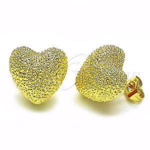 Gold Filled Ring — Stud Earring Heart Design Matte 02. — main product view — SKU 154862 | Oro Laminado anillo — Stud Earring corazón diseño Matte 02. — SKU 154862