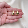 Oro Laminado Stud Earring, Gold Filled Style Teardrop Design, Polished, Golden Finish, 02.195.0277
