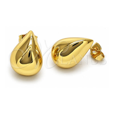 Oro Laminado Stud Earring, Gold Filled Style Teardrop Design, Polished, Golden Finish, 02.195.0277