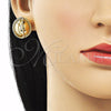 Oro Laminado Stud Earring, Gold Filled Style Ball and Twist Design, Polished, Golden Finish, 02.195.0278