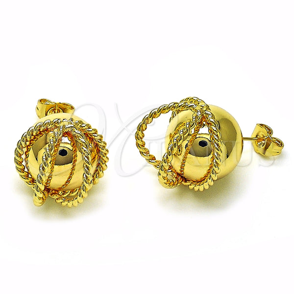 Gold Filled Ring — Stud Earring Ball and Twist Design Polished 02. — main product view — SKU 154864 | Oro Laminado anillo — Stud Earring Ball and Twist diseño pulido 02. — SKU 154864