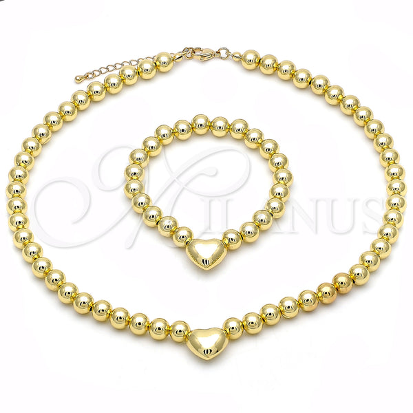 Gold Filled Bracelet — Necklace and Bracelet Heart and Ball Design Polished — main product view — SKU 154874 | Oro Laminado brazalete — Necklace and Bracelet corazón and Ball diseño pulido — SKU 154874