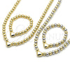 Oro Laminado Necklace and Bracelet, Gold Filled Style Heart and Ball Design, Polished, Golden Finish, 06.341.0009