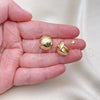Oro Laminado Stud Earring, Gold Filled Style Ball Design, Polished, Golden Finish, 02.156.0685