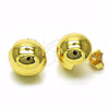 Oro Laminado Stud Earring, Gold Filled Style Ball Design, Polished, Golden Finish, 02.156.0685