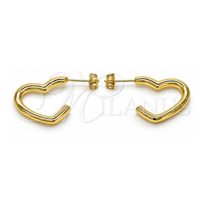 Oro Laminado Stud Earring, Gold Filled Style Heart Design, Polished, Golden Finish, 02.213.0631