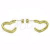 Oro Laminado Stud Earring, Gold Filled Style Heart Design, Polished, Golden Finish, 02.213.0631