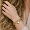 Oro Laminado Charm Bracelet, Gold Filled Style Heart and Rolo Design, Polished, Golden Finish, 03.213.0255.07 (25 MM Thickness, 7 Inches Length)