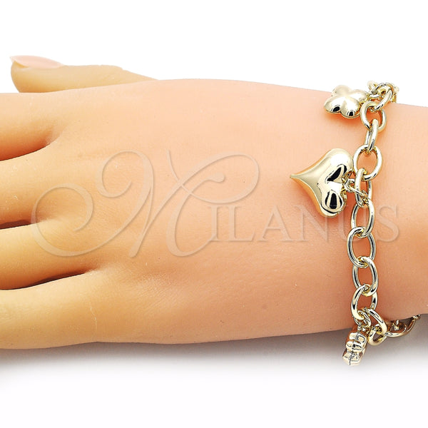 Gold Filled Bracelet — Charm Bracelet Rolo and Heart Design Polished 03. — alternate product view — SKU 154902 | Oro Laminado brazalete — Charm Bracelet Rolo and corazón diseño pulido 03. — SKU 154902