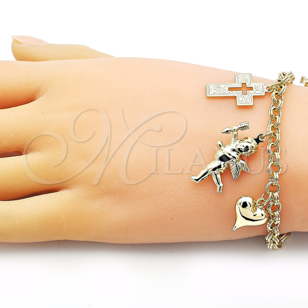 Gold Filled Bracelet — Charm Bracelet Rolo and Heart Design Polished 03. — alternate product view — SKU 154904 | Oro Laminado brazalete — Charm Bracelet Rolo and corazón diseño pulido 03. — SKU 154904