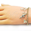 Oro Laminado Charm Bracelet, Gold Filled Style Rolo and Heart Design, Polished, Golden Finish, 03.213.0258.07 (05 MM Thickness, 7 Inches Length)