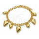 Oro Laminado Charm Bracelet, Gold Filled Style Heart and Rolo Design, Polished, Golden Finish, 03.213.0259.07 (05 MM Thickness, 7 Inches Length)