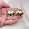 Oro Laminado Stud Earring, Gold Filled Style Chunky Design, Polished, Golden Finish, 02.341.0179