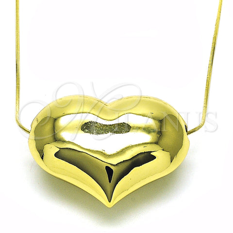 Oro Laminado Pendant Necklace, Gold Filled Style Heart and Hollow Design, Polished, Golden Finish, 04.341.0114.18 (01 MM Thickness, 18 Inches Length)