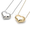 Oro Laminado Pendant Necklace, Gold Filled Style Heart and Hollow Design, Polished, Golden Finish, 04.341.0114.18 (01 MM Thickness, 18 Inches Length)