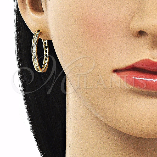 Gold Filled Hoop Earrings — Huggie Hoop with White Micro Pave Polished 02. — alternate product view — SKU 154922 | Oro Laminado aretes de aro — Huggie Hoop with blanco Micro Pave pulido 02. — SKU 154922
