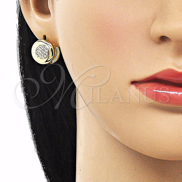 Gold Filled Hoop Earrings — Huggie Hoop with White Micro Pave Polished 02. — alternate product view — SKU 154923 | Oro Laminado aretes de aro — Huggie Hoop with blanco Micro Pave pulido 02. — SKU 154923