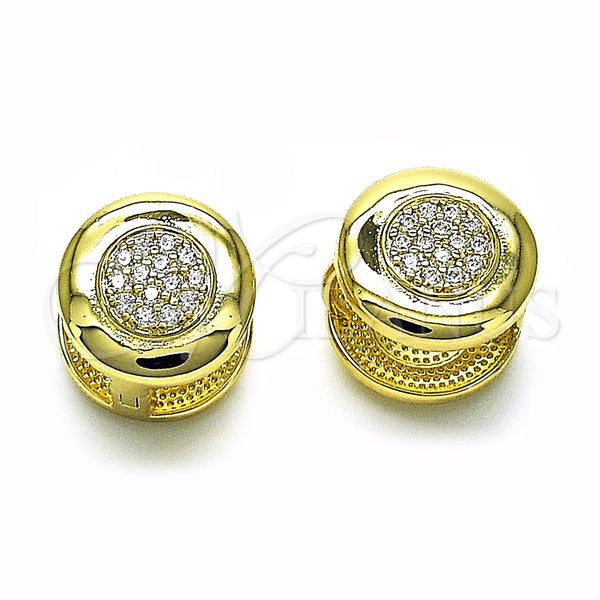 Gold Filled Hoop Earrings — Huggie Hoop with White Micro Pave Polished 02. — main product view — SKU 154923 | Oro Laminado aretes de aro — Huggie Hoop with blanco Micro Pave pulido 02. — SKU 154923
