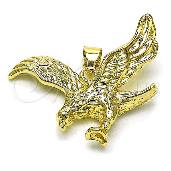 Oro Laminado Religious Pendant, Gold Filled Style Eagle Design, Diamond Cutting Finish, Golden Finish, 05.213.0144