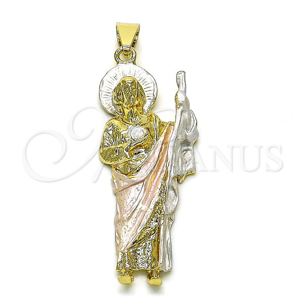 Gold Filled Pendant — Religious Pendant San Judas Design Diamond Cutting Tricolor — main product view — SKU 154927 | Oro Laminado dije — Religious Pendant San Judas diseño Diamond Cutting Tricolor — SKU 154927
