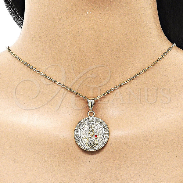 Gold Filled Pendant — Religious Pendant Caridad del Cobre Design with Garnet — alternate product view — SKU 154928 | Oro Laminado dije — Religious Pendant Caridad del Cobre diseño with Garnet — SKU 154928