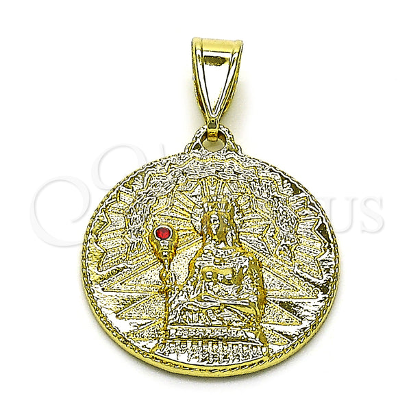 Gold Filled Pendant — Religious Pendant Jesus Design with Garnet Crystal Diamond — main product view — SKU 154929 | Oro Laminado dije — Religious Pendant Jesus diseño with Garnet cristal Diamond — SKU 154929