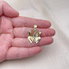 Oro Laminado Fancy Pendant, Gold Filled Style Butterfly Design, with Multicolor Cubic Zirconia, Polished, Golden Finish, 05.411.0033.1