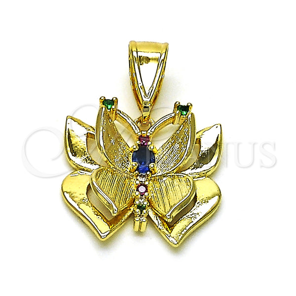 Gold Filled Pendant — Fancy Pendant Butterfly Design with Multicolor Cubic Zirconia — main product view — SKU 154944 | Oro Laminado dije — elegante Pendant Butterfly diseño with Multicolor Cubic Zirconia — SKU 154944