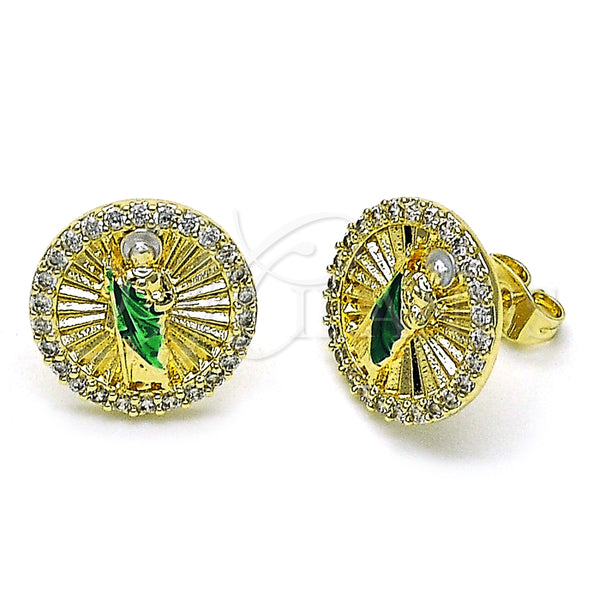 Gold Filled Ring — Stud Earring San Judas Design with White Micro — alternate product view — SKU 154950 | Oro Laminado anillo — Stud Earring San Judas diseño with blanco Micro — SKU 154950