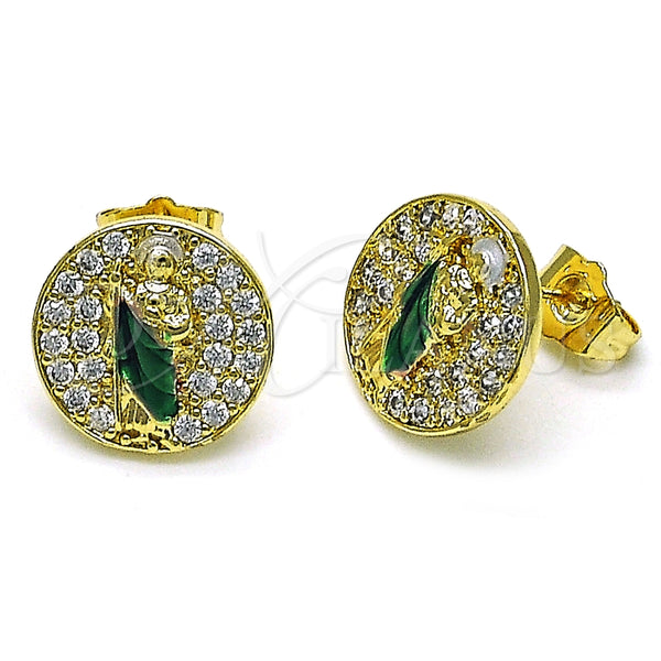 Gold Filled Ring — Stud Earring San Judas Design with White Micro — alternate product view — SKU 154951 | Oro Laminado anillo — Stud Earring San Judas diseño with blanco Micro — SKU 154951