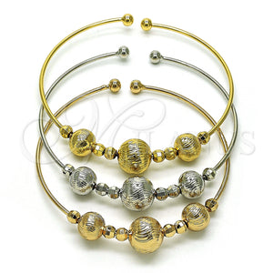 Gold Filled Jewelry — Trio Bangle Ball and Disco Design Diamond Cutting — main product view — SKU 154952 | Oro Laminado joyería — Trio Bangle Ball and Disco diseño Diamond Cutting — SKU 154952