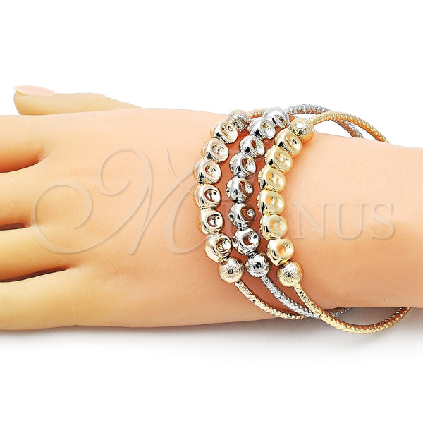 Gold Filled Jewelry — Trio Bangle Ball Design Diamond Cutting Tricolor 07. — alternate product view — SKU 154954 | Oro Laminado joyería — Trio Bangle Ball diseño Diamond Cutting Tricolor 07. — SKU 154954