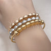Oro Laminado Trio Bangle, Gold Filled Style Ball Design, Diamond Cutting Finish, Tricolor, 07.170.0018 (03 MM Thickness, One size fits all)
