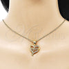 Oro Laminado Fancy Pendant, Gold Filled Style Heart and Mom Design, with White Micro Pave, Polished, Golden Finish, 05.342.0199