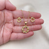 Oro Laminado Earring and Pendant Adult Set, Gold Filled Style Twist Design, Polished, Golden Finish, 10.342.0165