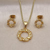 Oro Laminado Earring and Pendant Adult Set, Gold Filled Style Twist Design, Polished, Golden Finish, 10.342.0165