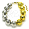 Oro Laminado Fancy Bracelet, Gold Filled Style Ball Design, Polished, Two Tone, 03.341.0212.08 (16 MM Thickness, 8 Inches Length)