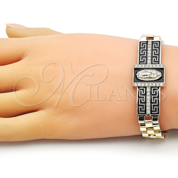 Gold Filled Bracelet — Fancy Bracelet Guadalupe and Greek Key Design with — alternate product view — SKU 154984 | Oro Laminado brazalete — elegante Bracelet Guadalupe and Greek Key diseño with — SKU 154984