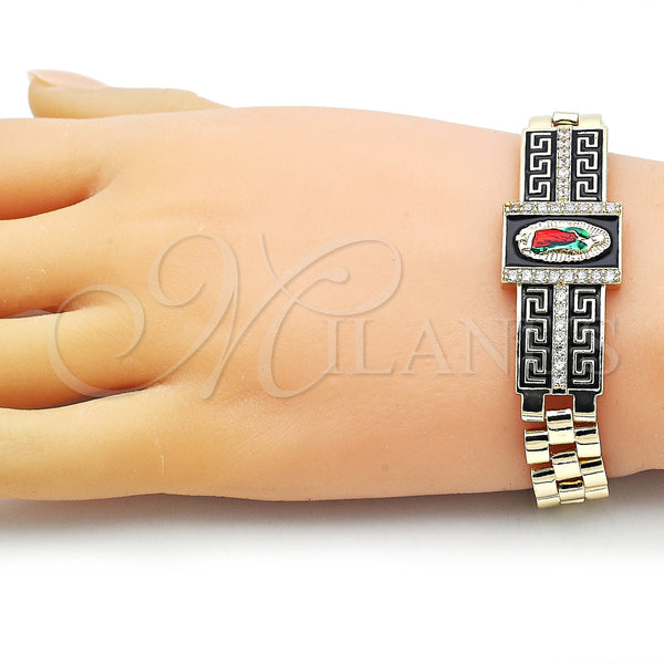 Gold Filled Bracelet — Fancy Bracelet Guadalupe and Greek Key Design with — alternate product view — SKU 154985 | Oro Laminado brazalete — elegante Bracelet Guadalupe and Greek Key diseño with — SKU 154985