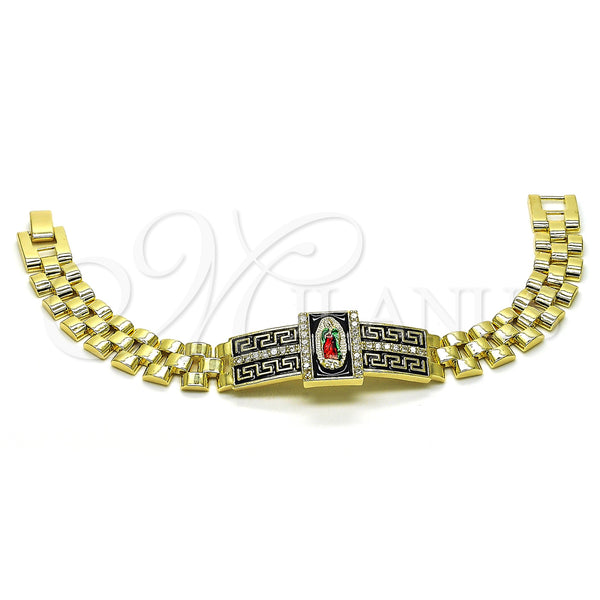 Gold Filled Bracelet — Fancy Bracelet Guadalupe and Greek Key Design with — main product view — SKU 154985 | Oro Laminado brazalete — elegante Bracelet Guadalupe and Greek Key diseño with — SKU 154985