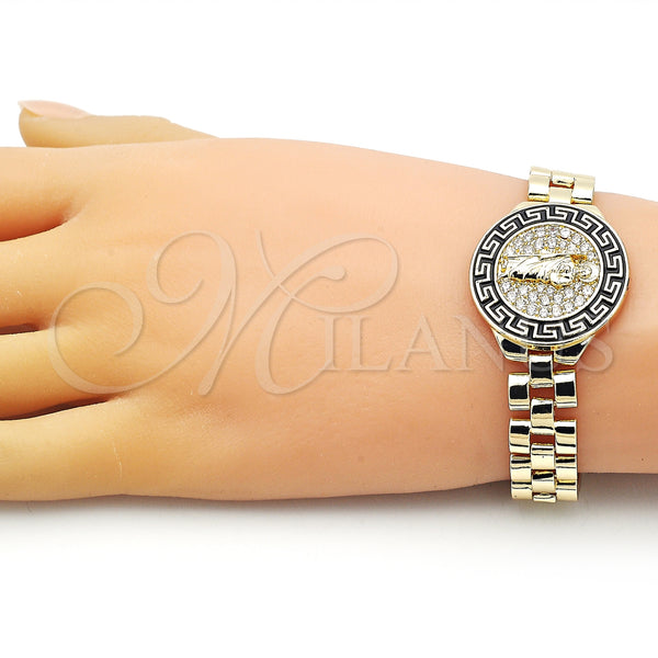 Gold Filled Bracelet — Fancy Bracelet Guadalupe and Greek Key Design with — alternate product view — SKU 154990 | Oro Laminado brazalete — elegante Bracelet Guadalupe and Greek Key diseño with — SKU 154990