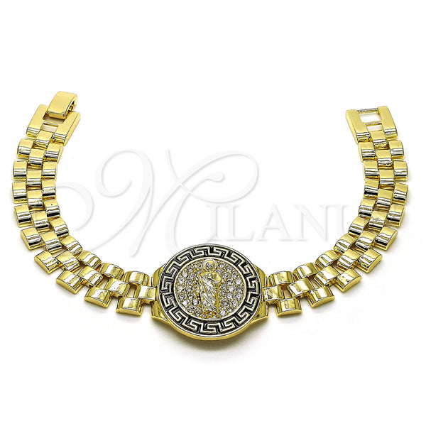 Gold Filled Bracelet — Fancy Bracelet Guadalupe and Greek Key Design with — main product view — SKU 154990 | Oro Laminado brazalete — elegante Bracelet Guadalupe and Greek Key diseño with — SKU 154990