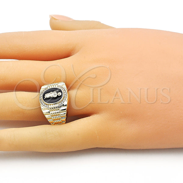 Gold Filled Ring — Multi Stone Ring San Judas Design with White — alternate product view — SKU 154993 | Oro Laminado anillo — Multi Stone Ring San Judas diseño with blanco — SKU 154993