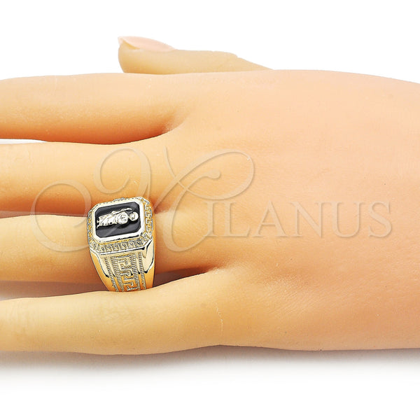 Gold Filled Ring — Elegant Ring San Judas and Greek Key Design — alternate product view — SKU 154995 | Oro Laminado anillo — Elegant Ring San Judas and Greek Key diseño — SKU 154995