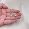 Oro Laminado Long Earring, Gold Filled Style Bird Design, with Ruby Micro Pave, Polished, Golden Finish, 02.196.0103