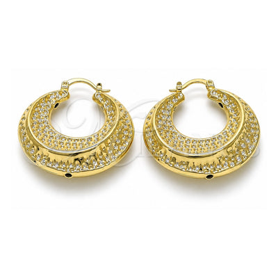 Oro Laminado Medium Hoop, Gold Filled Style Hollow Design, Diamond Cutting Finish, Golden Finish, 02.196.0108.40
