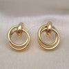 Oro Laminado Stud Earring, Gold Filled Style Hollow Design, Polished, Golden Finish, 02.196.0113